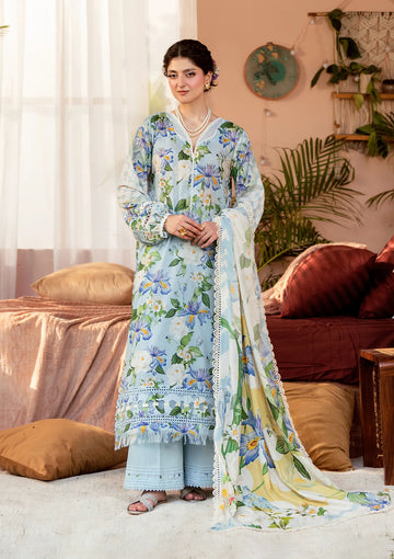 Embroidered Lawn Shirt With Voil Dupatta