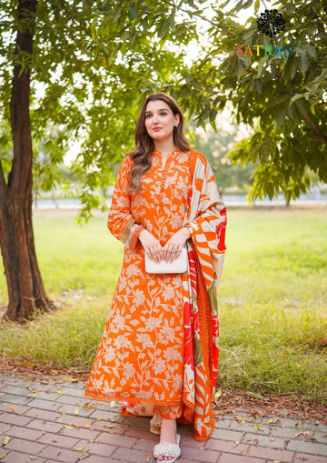Embroidered Lawn Shirt With Voil Dupatta