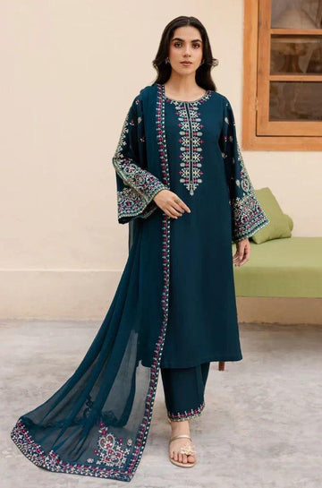 Embroidred  Dhanak 3-Pc Suit