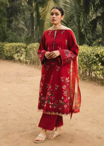 bold rust - Embroidered Lawn 3 Piece