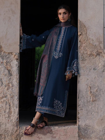 deep blue - Embroidered Lawn 3 Piece