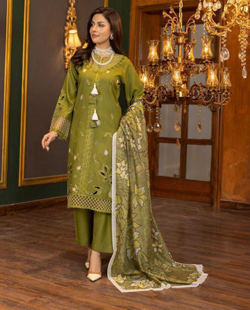Forest Green  - Embroidered Lawn 3 Piece