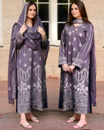 Embroidered Lawn 3pc suit