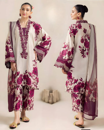 Embroidered Lawn 3pc suit