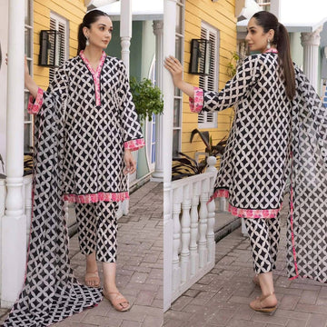 Embroidered Lawn 3pc suit