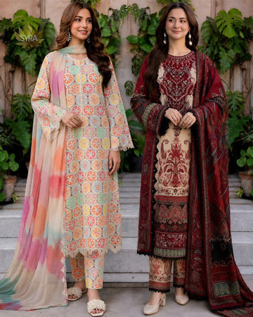 Embroidered Lawn 3pc suit