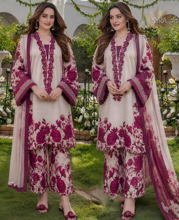 Embroidered Lawn 3pc suit