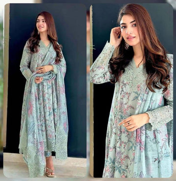 Embroidered Lawn 3pc suit