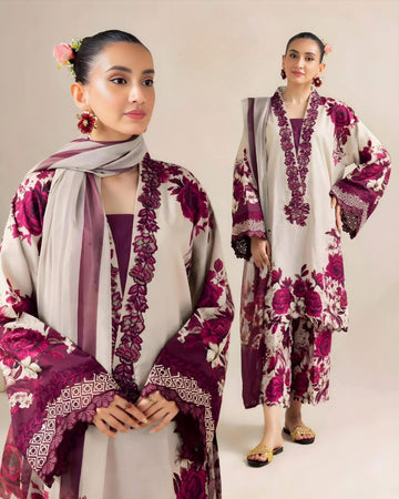Embroidered Lawn 3pc suit