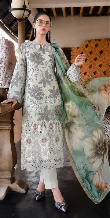 Embroidered Lawn Shirt With Voil Dupatta