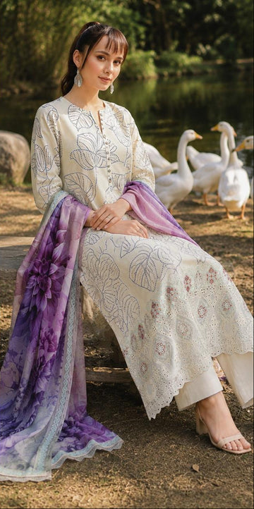 Embroidered Lawn Shirt With Voil Dupatta