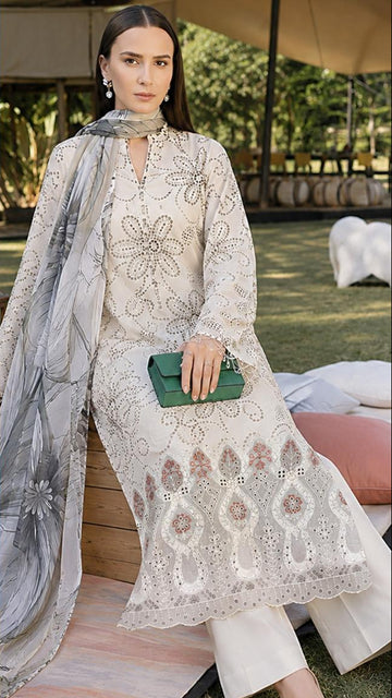 Embroidered Lawn Shirt With Voil Dupatta