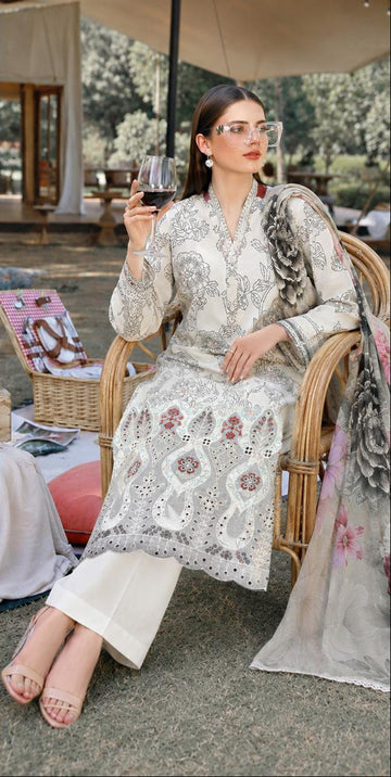 Embroidered Lawn Shirt With Voil Dupatta