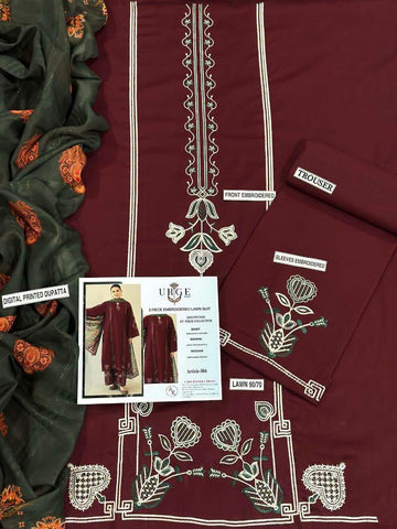 3pc Embroidred Lawn