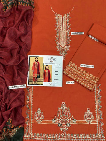 3pc Embroidred Lawn