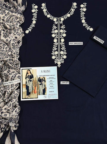 3pc Embroidred Lawn