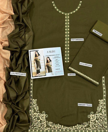 3pc Embroidred Lawn