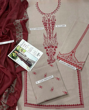 3pc Embroidred Lawn