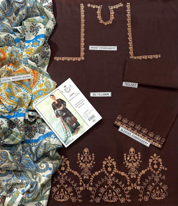 3pc Embroidred Lawn
