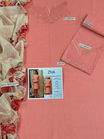 3pc Embroidred Lawn