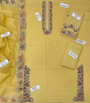3pc Embroidred Lawn
