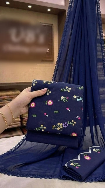 Embrodiered Lawn 3Pc