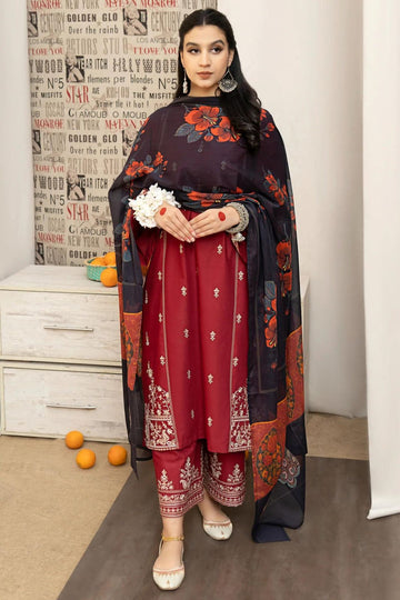 Embroidered Lawn Fancy 3 Piece Dress