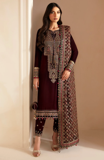 Embroidred  Dhanak 3-Pc Suit