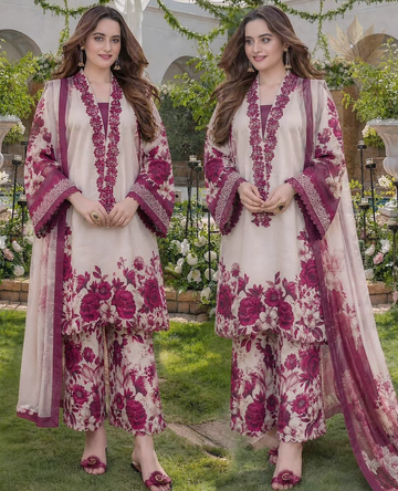 Embroidered Lawn 3pc suit